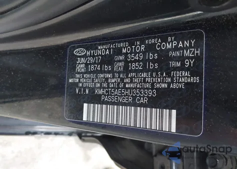 2017 Hyundai Accent Se из США, поврежденный, VIN KMHCT5AE5HU353393